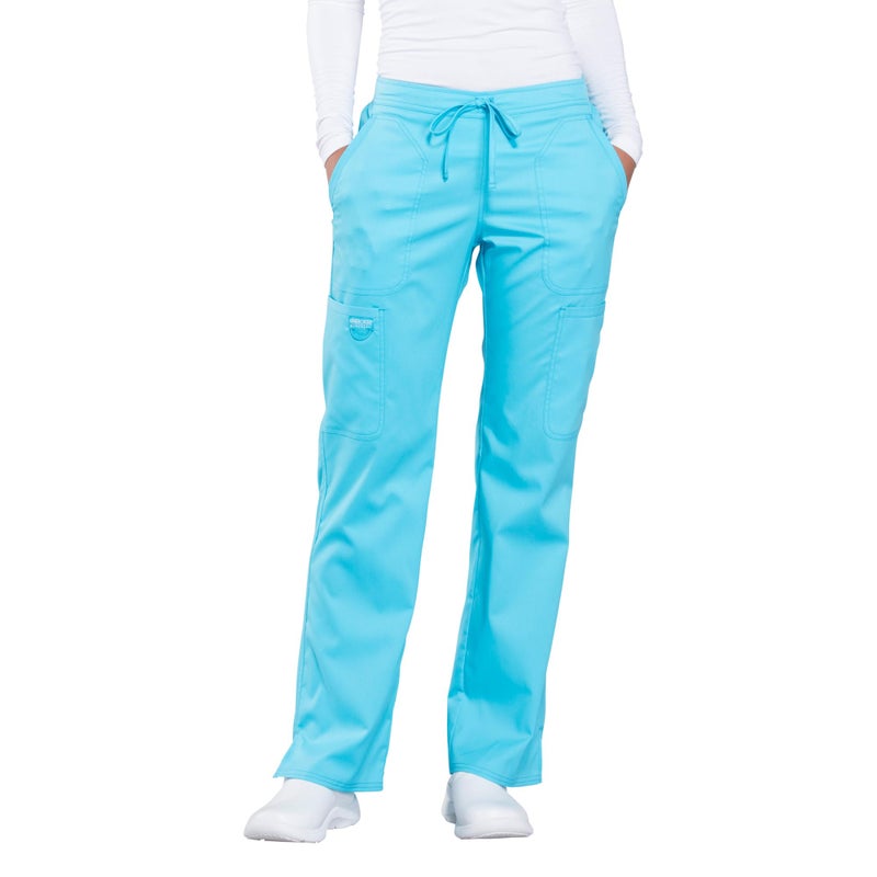 Cherokee Scrubs for Women Mid Rise Moderate Flare Drawstring Pant with 5 Pockets, Ultra Soft & Breathable Fabric - WW120, M, Turquoise - Image 1
